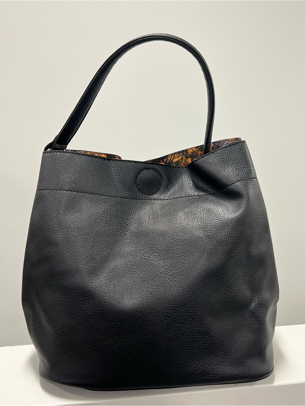 Carlos Santana Black Pebbled Leather Shoulder Bag